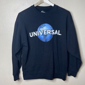 Universal Studios Sweatshirt Men's Small Black Pullover Crewneck Globe Logo